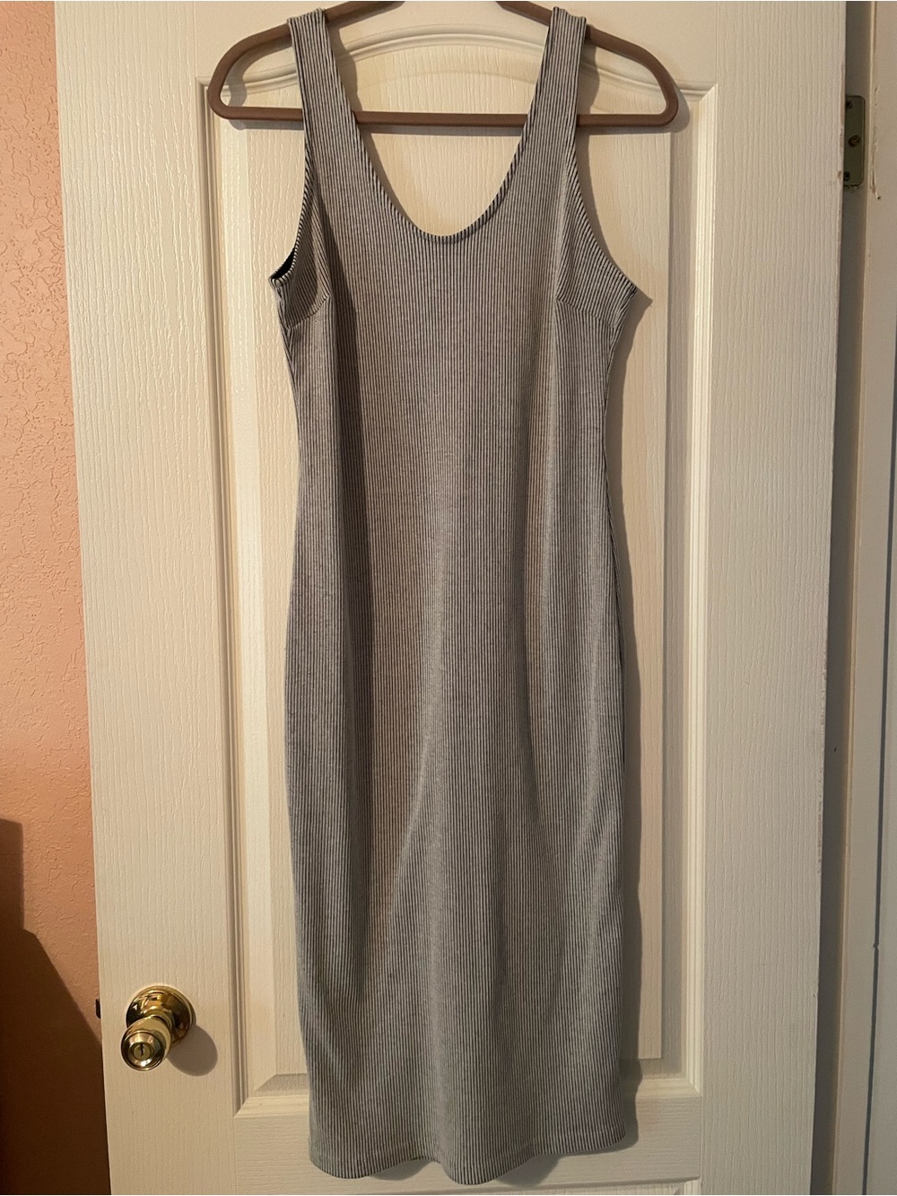 Lush Grey Ribbed Tank Midi Dress